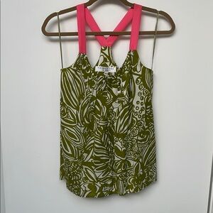 Trina Turk Pink and Green Halter Top S
